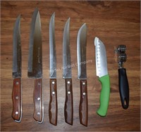(K) Lot of Knives & Knife Sharpener