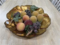 Shallow Glass Bowl with faux fruit home