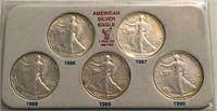 (5) American Silver Eagle Dollars