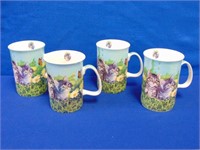 Set Of 4 China Kitten Mugs