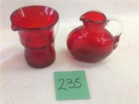 Red Crackle Glass 2 Piece Set