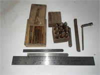 Number stamps, easy outs, feeler gauges, rulers