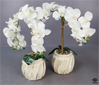 Artificial Orchids In Ceramic Containers / 2 pc