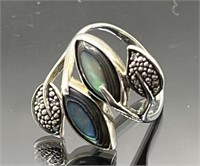 Sterling silver & abalone shell ring