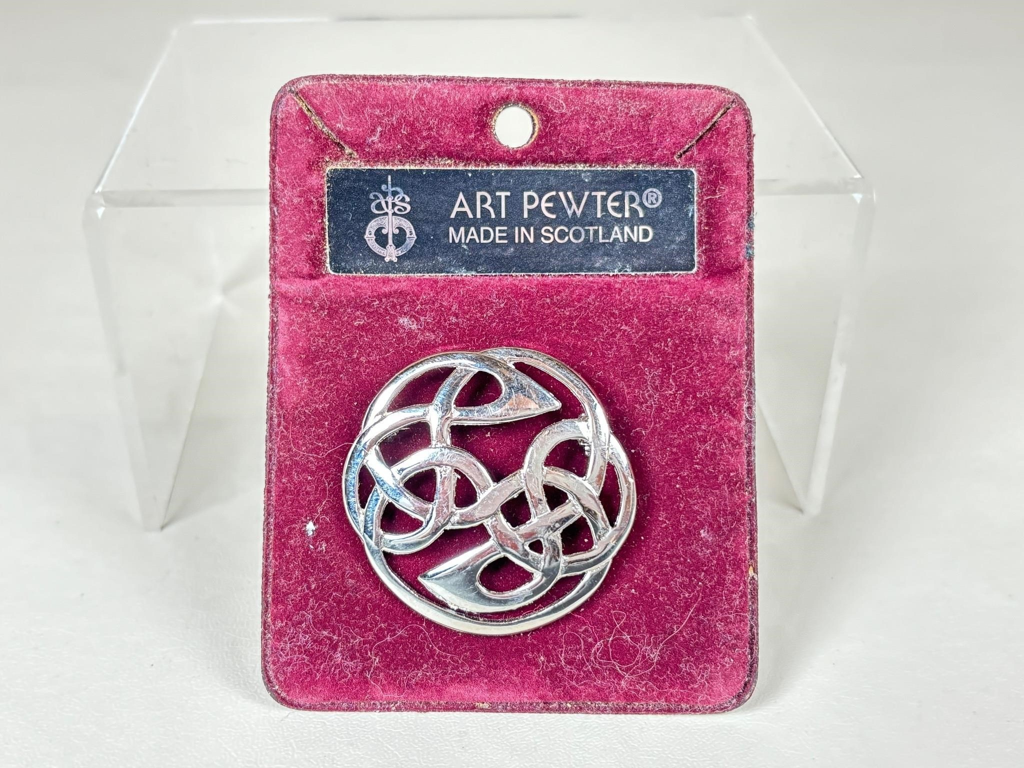 Celtic Lindisfarne Pewter Brooch Pin