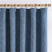 JINCHAN Linen Curtains 84 Inches Long Blue Burlap