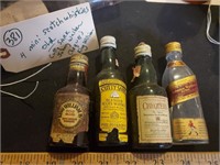 4 mini whiskey bottles Chequers Cutty Sark Walker