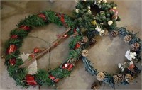 3 Christmas wreaths with lights