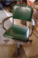 Vintage metal office chair green vinyl upholstery