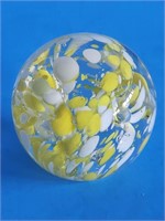 VTG HANDBLOWN ART GLASS PAPERWEIGHT W/BUBBLES