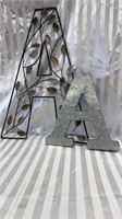 2 Letter “A” Wall Decor. One is Metal Vine and