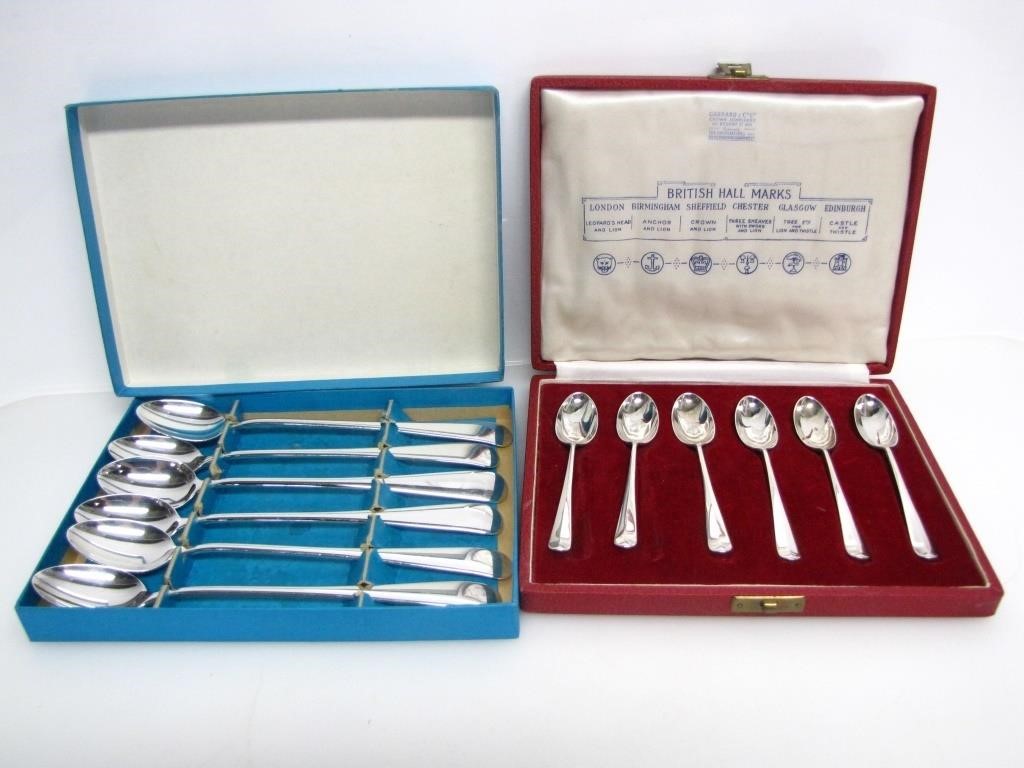 BRITISH STERLING SILVER SPOONS & BIRKS PLATE SPOON