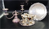 Nine various silver plate tableware