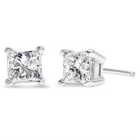14K Gold Princess-Cut Diamond Stud Earrings