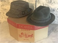 Pair of Vintage Men's Hats & Hat Box