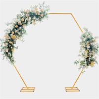 Metal Wedding Arch  Hexagon  Gold  7.8Ft