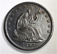 1856/56-O SEATED HALF DOLLAR, XF with marks