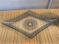 Mid century, elliptical pattern, thin glass dish