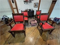 VINTAGE RED CROSS ARM CHAIR- TIMES FOUR