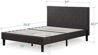 ZINUS PADDED PLATFORM BED WITH DIAMOND SEAMS DARK