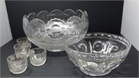 Punch Bowl, Stand Bowl & 12 Punch Cups