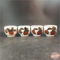 Set Of 4 Stoneware Hand-Painted Sake Cups
