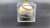 ERNIE HARWELL AUTOGRAPHED BASEBALL WITH CASE
