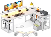 ODK L Shaped Gaming Desk  53  White
