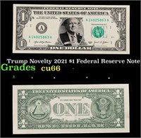 Trump Novelty 2021 $1 Federal Reserve Note Grades