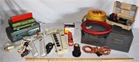 LOT - POWER STRIPS, EXT. CORDS, TOOL BOXES, ETC.