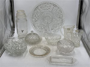 Assortment of clear glassware