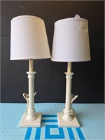 White candlestick table lamps set of 2
