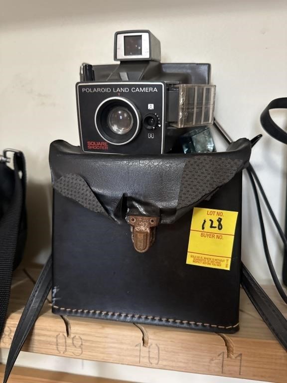 Polaroid Land Camera with Flash Bulb and Case