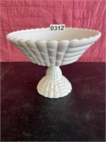 Pink Milk Glass Compote Fruit Bowl