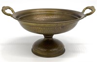 Vintage Hammered Copper Brass Pedestal Bowl