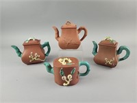 4 Yixing Teapots