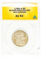 Coin 1785/4 6 Stuivers Netherlands ANACS-AU53