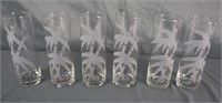 Etched Glass Palm Patterned Mid Century Glassware