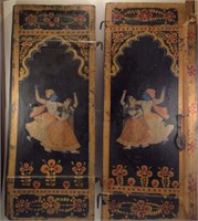 Antique Handpainted Indian Cabinet Doors 17th Cent