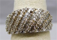 Sterling Silver diamond ring, size 8.