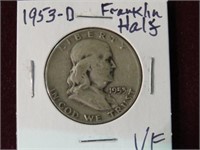 1953 D FRANKLIN HALF DOLLAR 90% VF