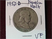 1952 D FRANKLIN HALF DOLLAR 90% VF