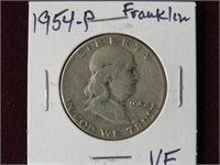 1954 P FRANKLIN HALF DOLLAR 90% VF