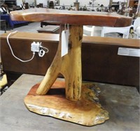 Solid wooden slab table 25” x 26”x 17”