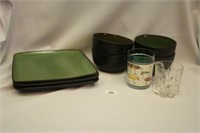 Green Dinnerware; Bowls; Plates