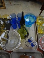 Green Art Glass Pitcher W/ Stopper, Cobalt S&P, Si