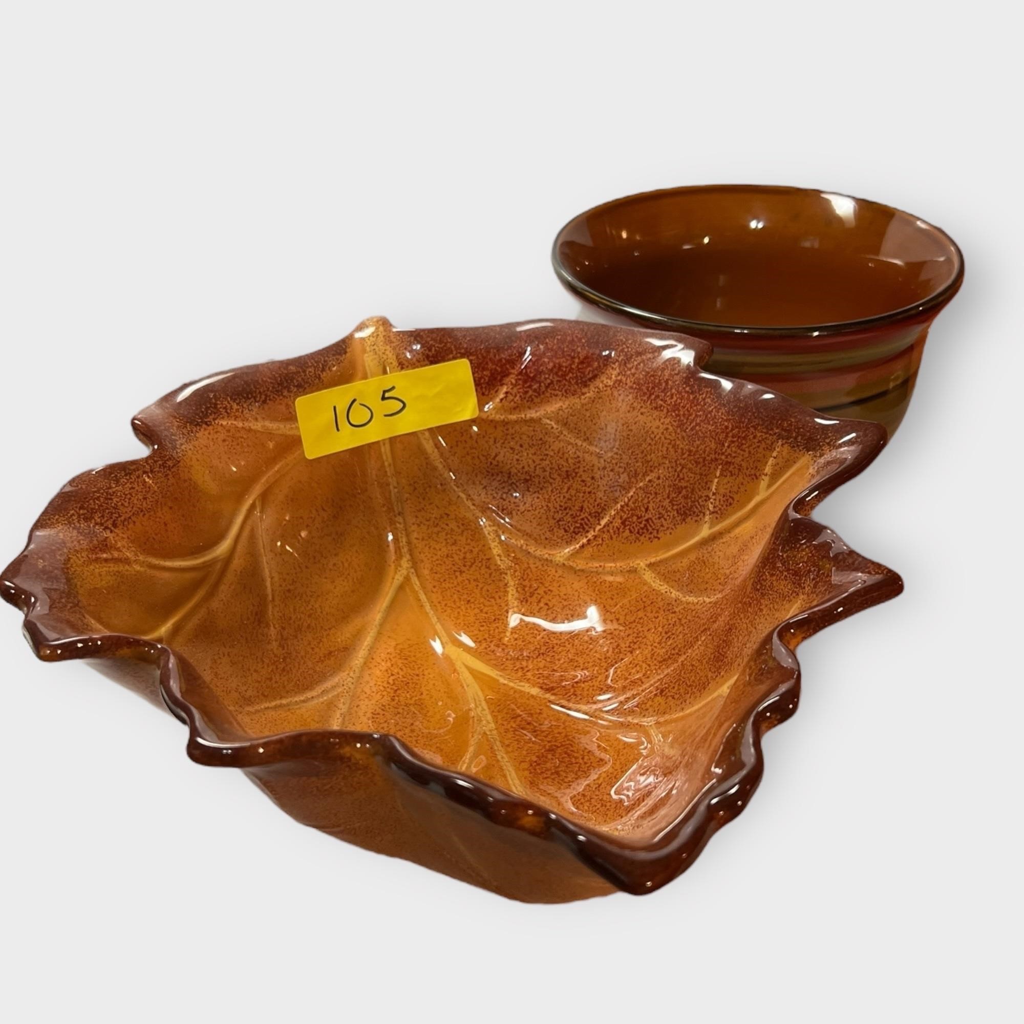 Harvest Leaf Bowl &Ceramic Glazed Bowl