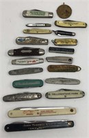 Lot of 20 Vintage Advertising Pocket Knives #1