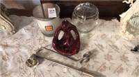 Candle, candle snuffer, wick trimmer, incense