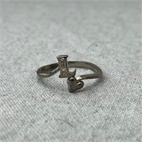 Marked 925 “L” Heart Ring size 9